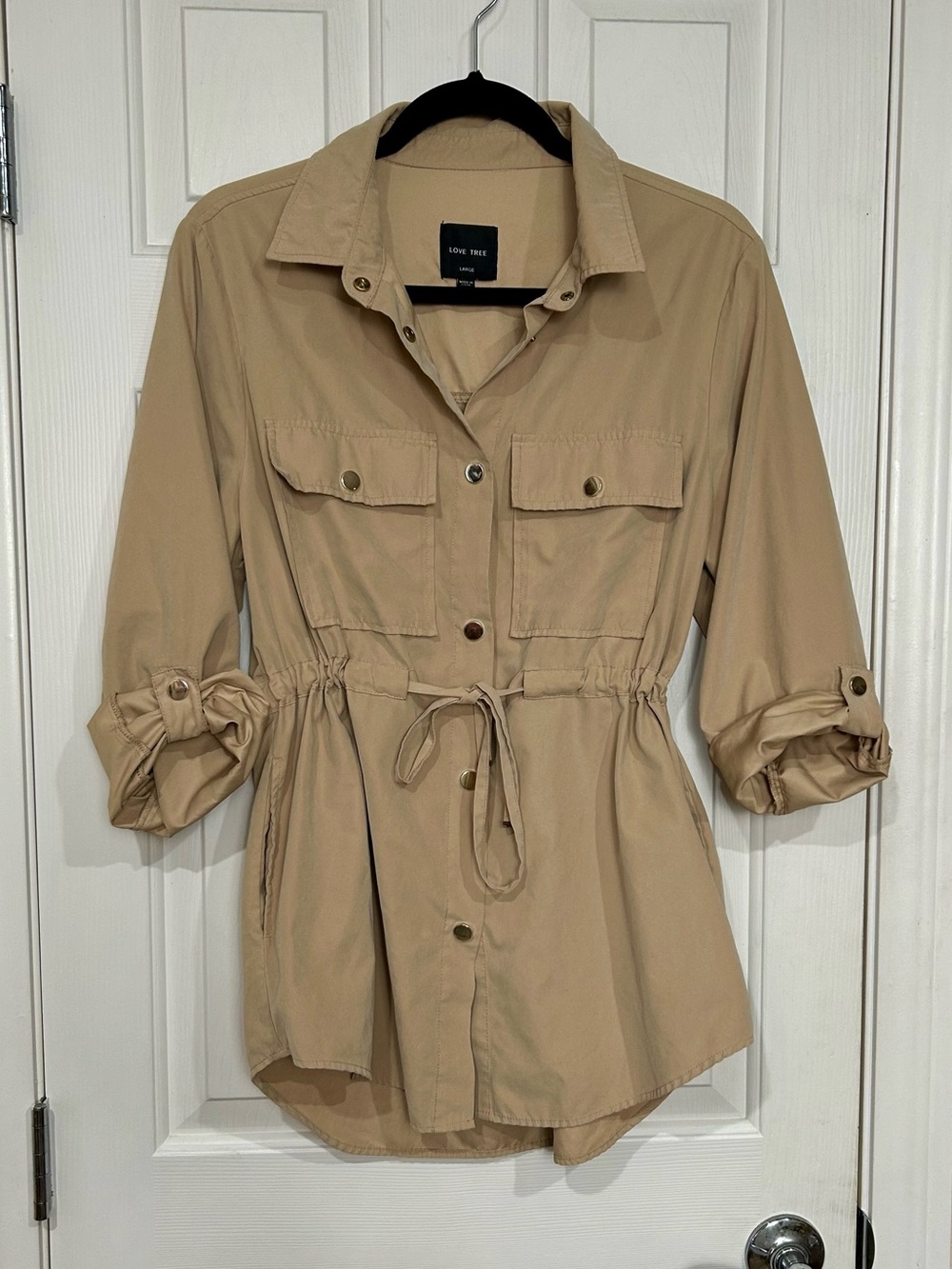 Love Tree Tan Drawstring Utility Jacket